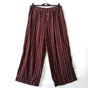 Madewell Mens Maroon High Rise  Nicki Flannel Wide Lag Sleep Pants Size XL